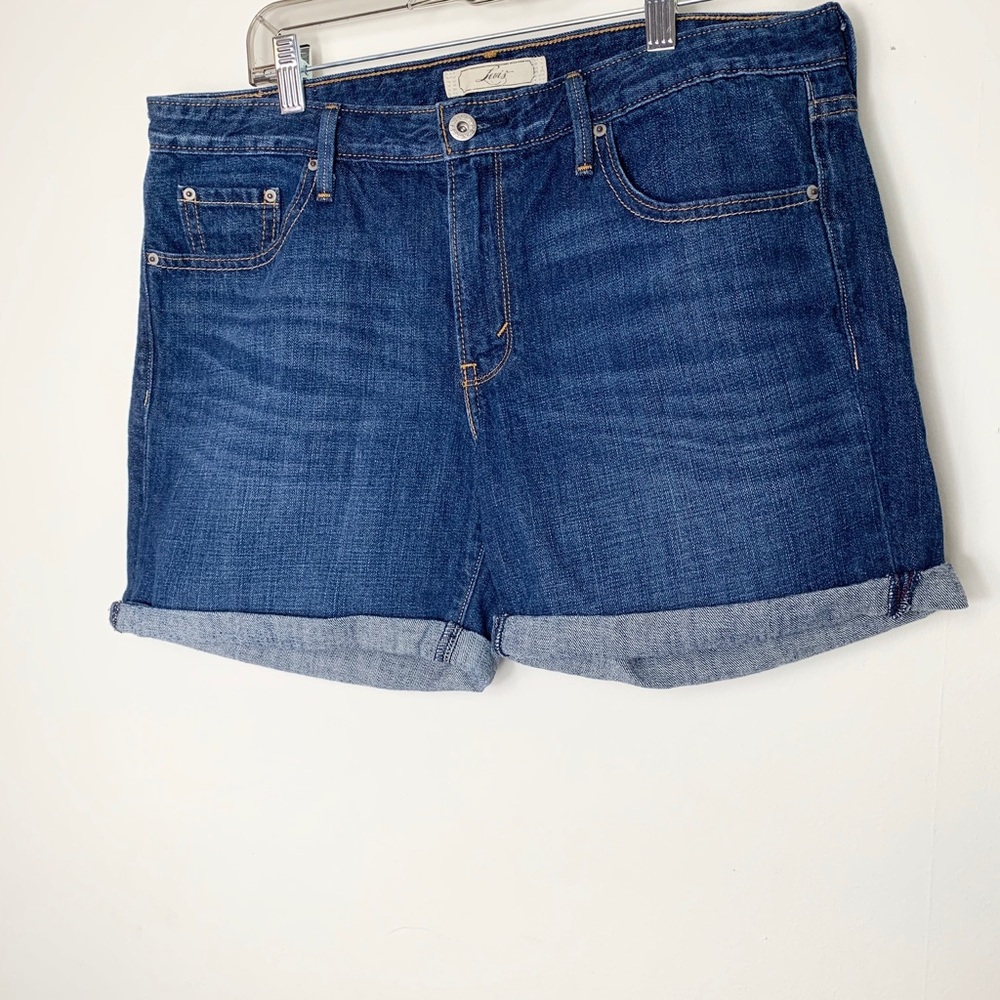 Levi Denim Rolled Cuff Blue Jean Shorts Cuffed